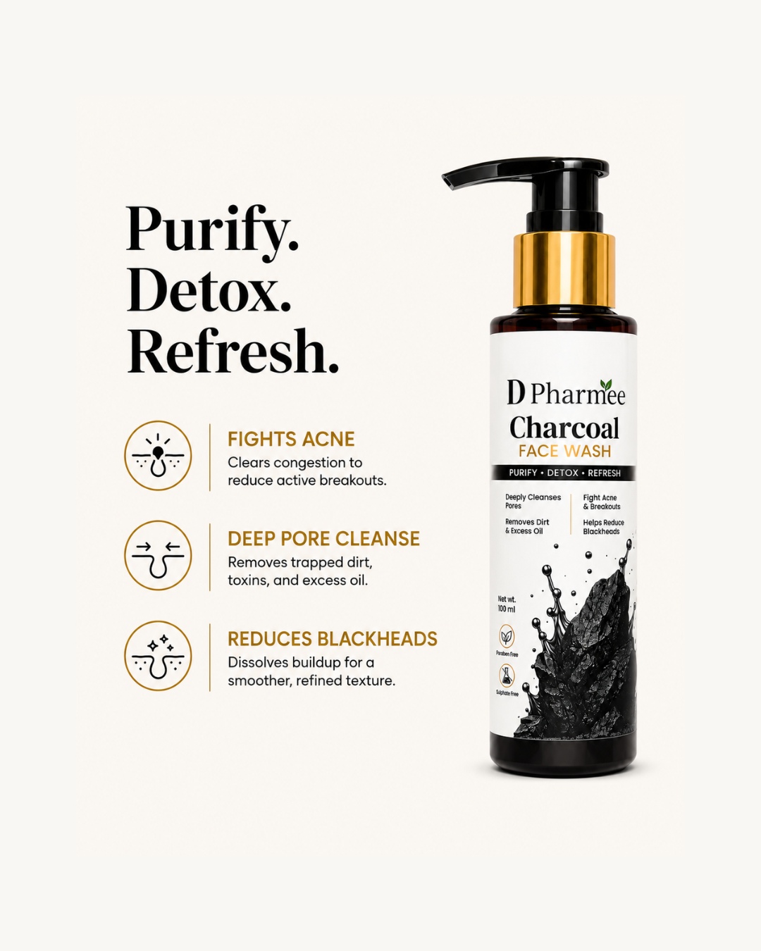 D Pharmee Charcoal Face Wash (100ml)