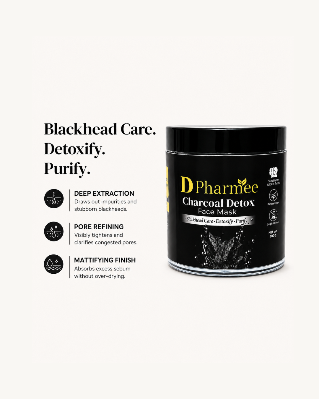 D Pharmee Charcoal Detox  Face Mask (100g)