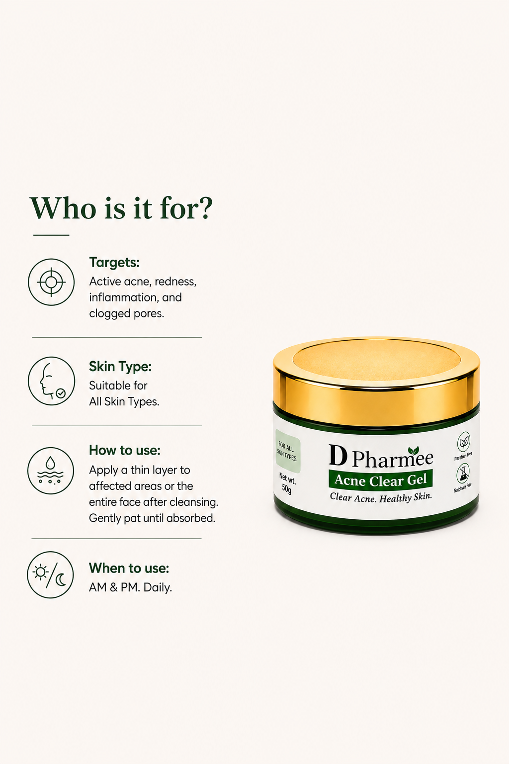 D Pharmee Acne Clear Gel (50g)