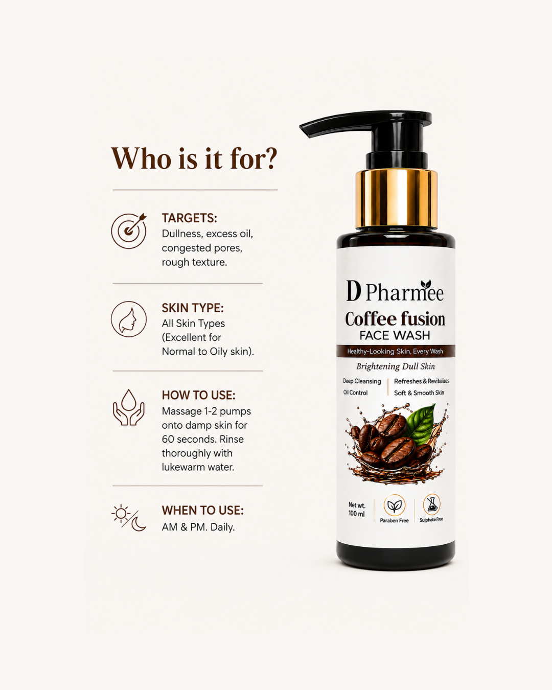 D Pharmee Coffee Fusion Face Wash (100ml)