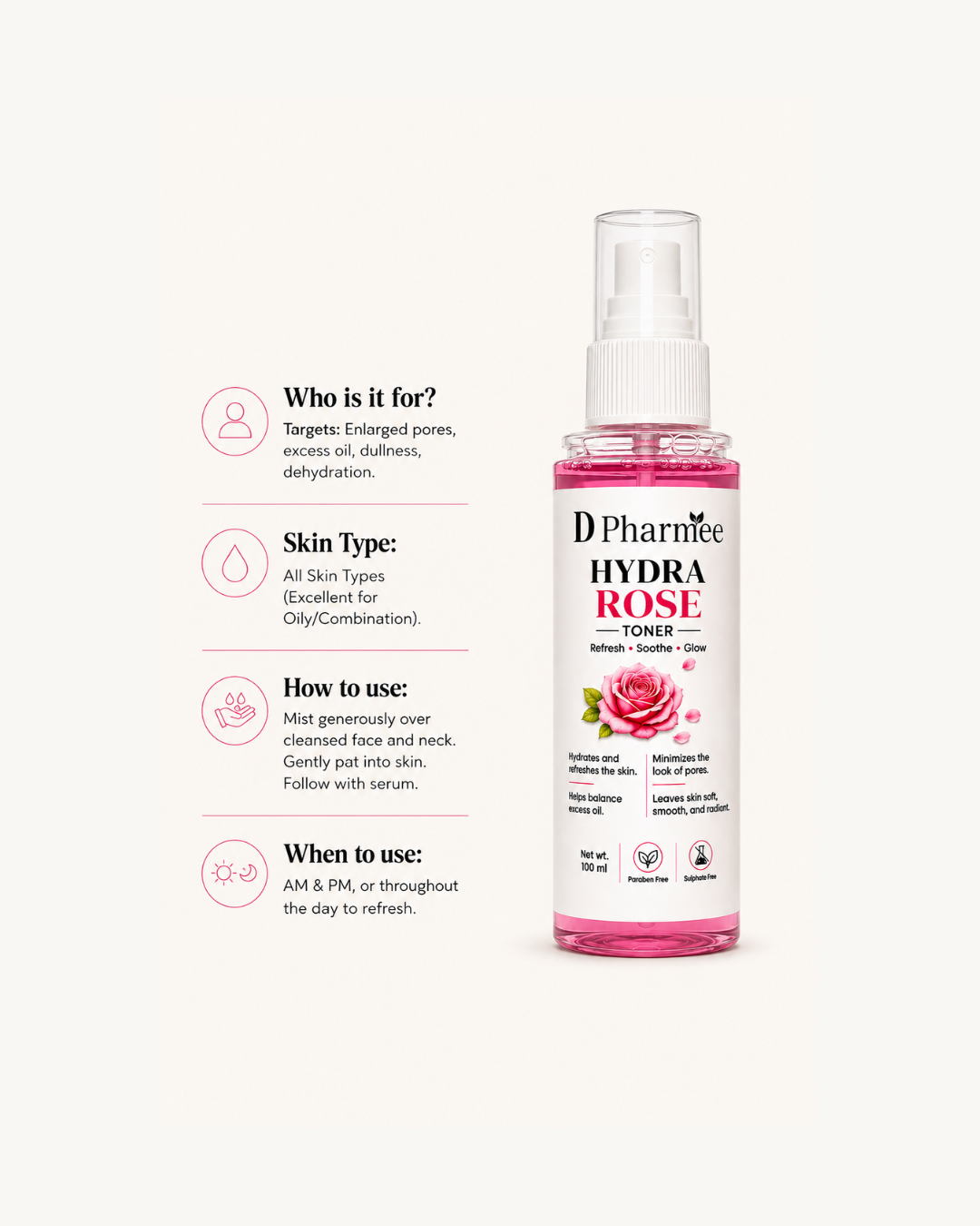 D Pharmee Hydra Rose  Toner (100ml)
