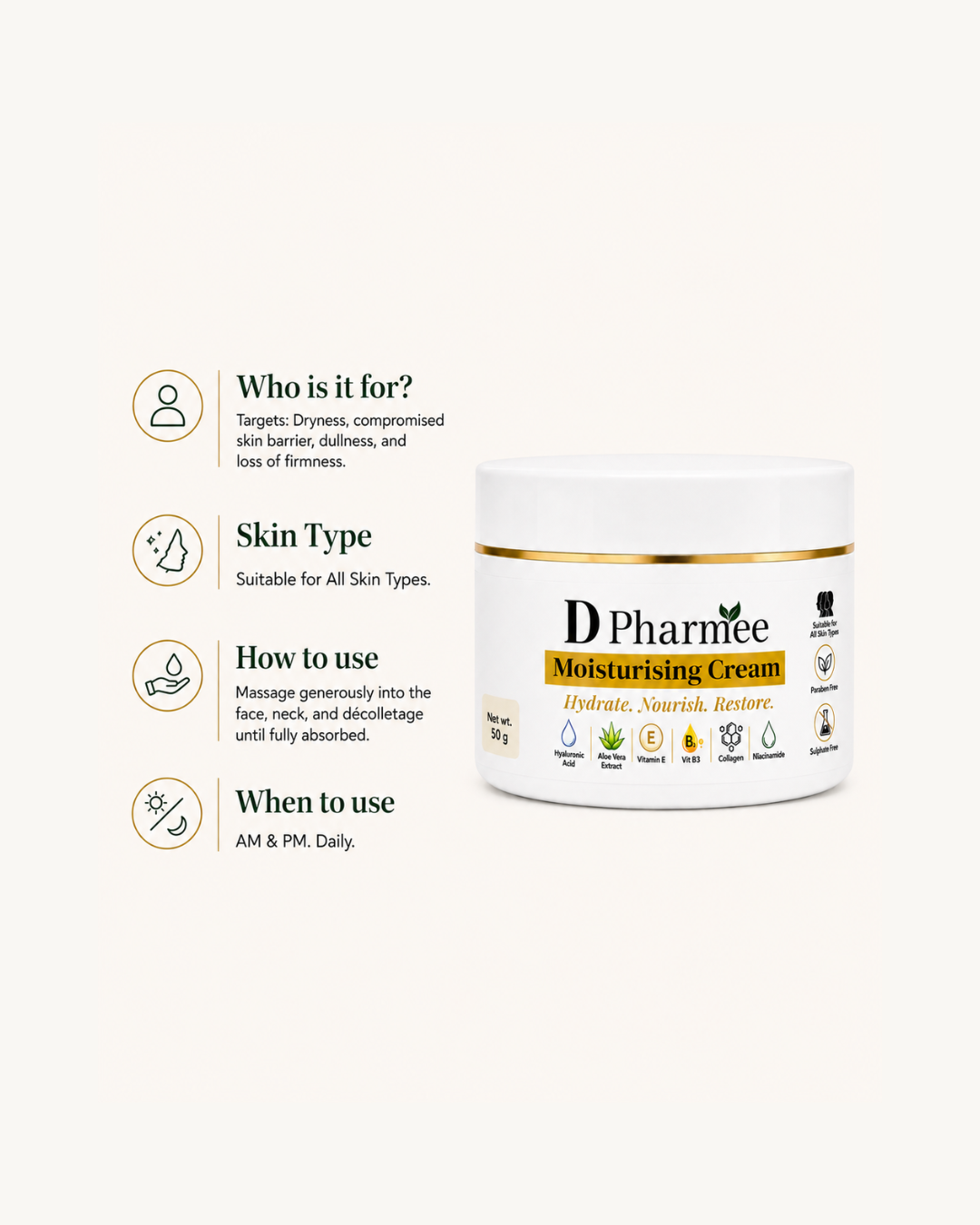 D Pharmee Moisturising Cream (50g)