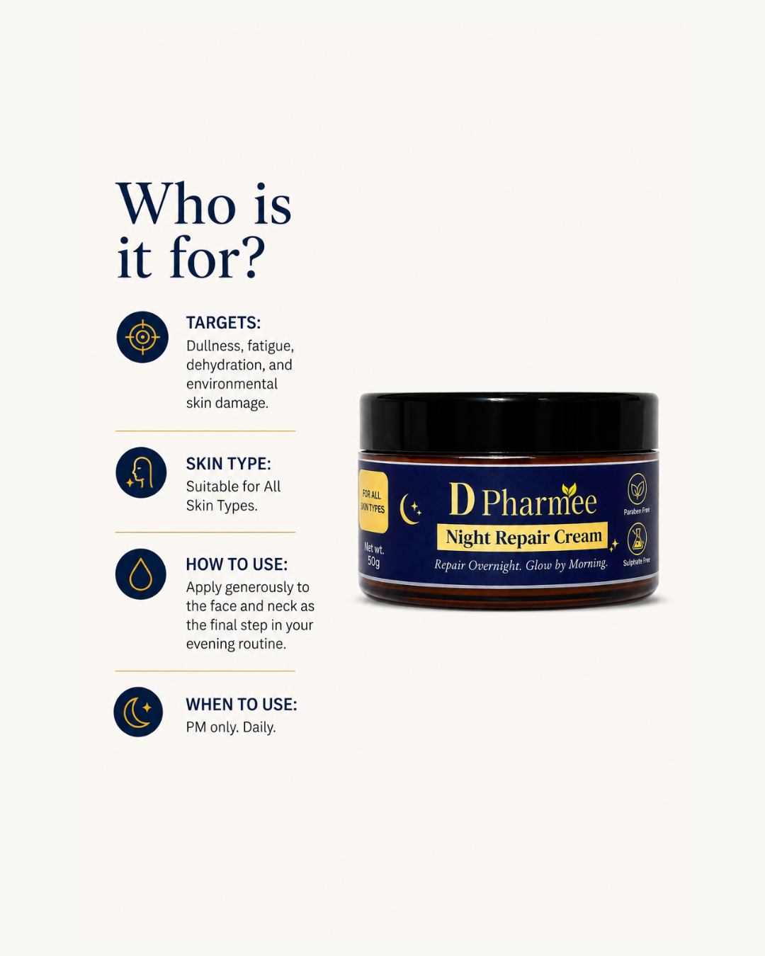 D Pharmee Night Repair Cream (50g)