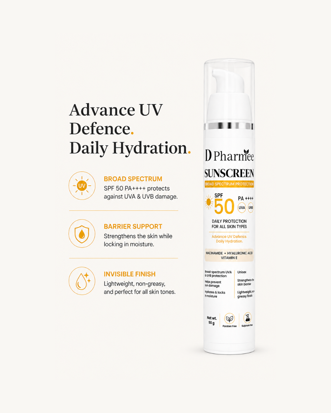 D Pharmee Sunscreen SPF 50 PA++++ (50g)